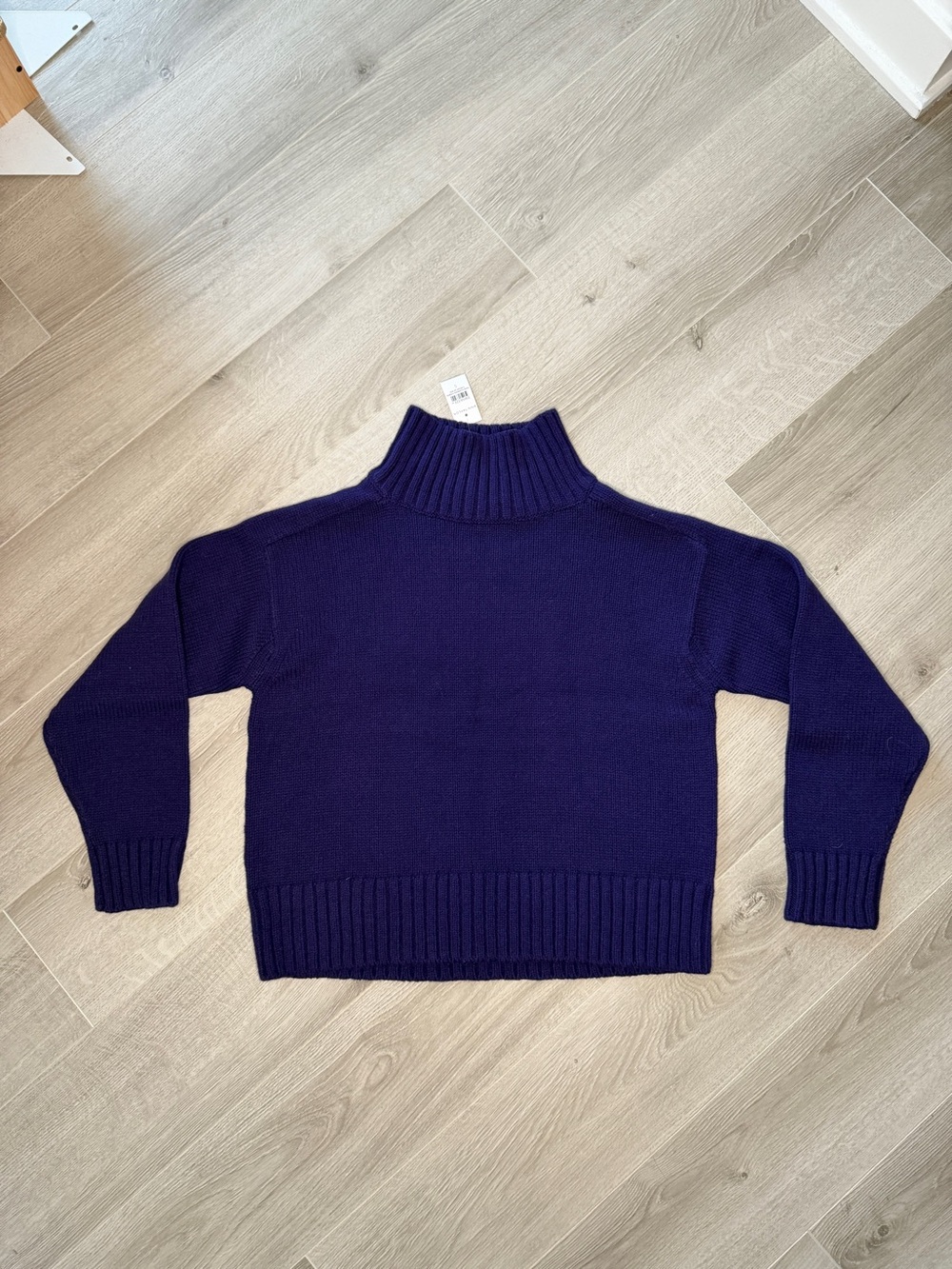 NWT Ann Taylor Chunky Knit Mock Neck Sweater Deep Purple Cropped Boxy Sz S